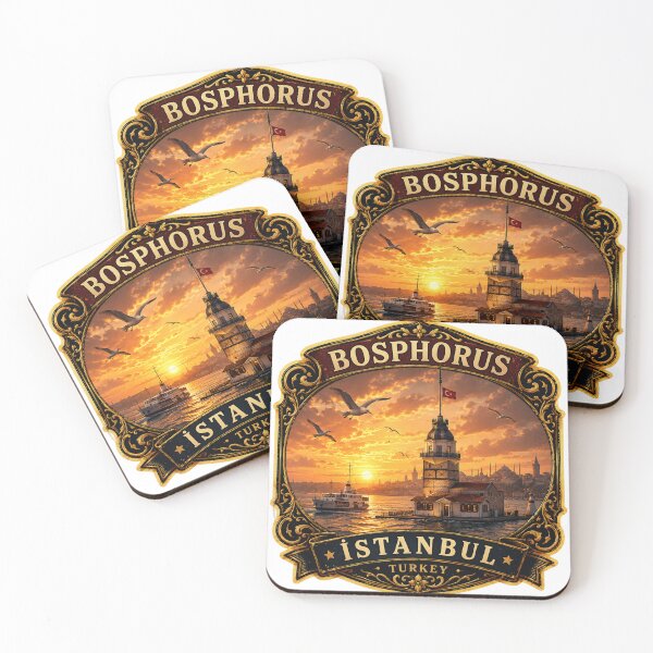 Item preview, Bosphorus Sunset Istanbul Vintage Travel Badge Sticker | Maiden's Tower Ferry Retro Souvenir designed and sold by DreamPaw Studio.