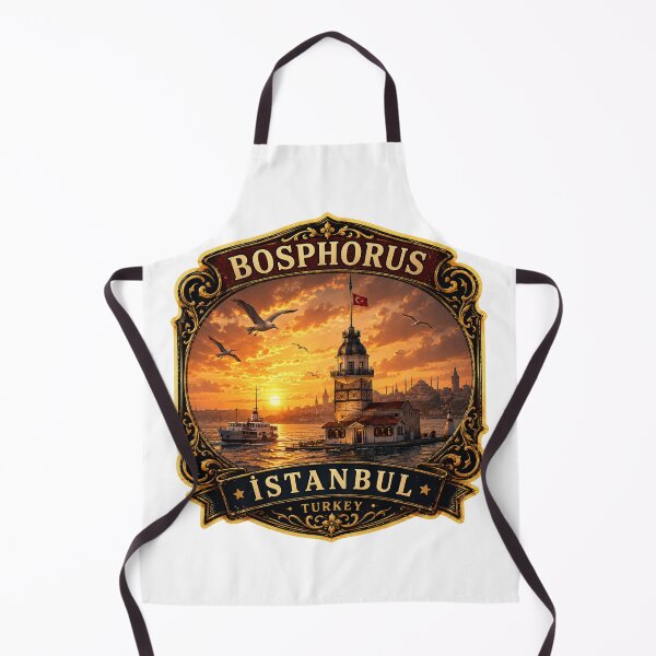 Item preview, Bosphorus Sunset Istanbul Vintage Travel Badge Sticker | Maiden's Tower Ferry Retro Souvenir designed and sold by DreamPaw Studio.