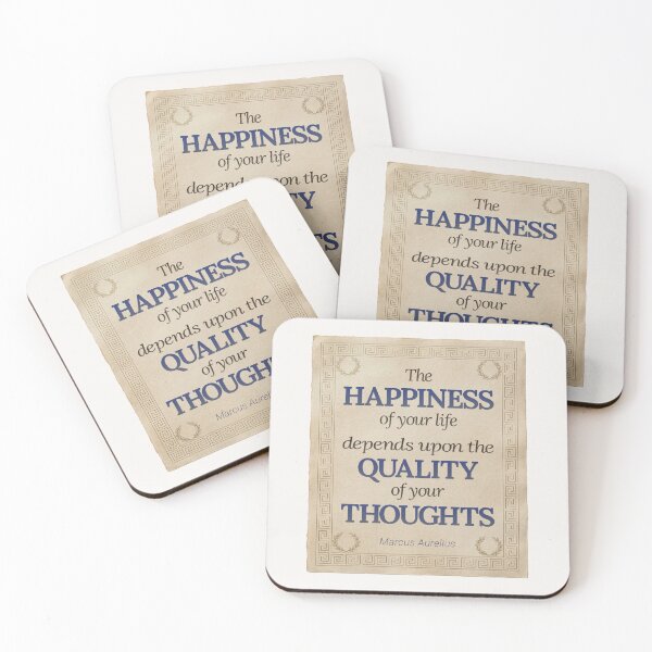 Item preview, The Happiness of Your Life Depends Upon the Quality of Your Thoughts - Marcus Aurelius - Elegant Script Stoic Quote - Egyptian Blue Version designed and sold by Stoic Core.