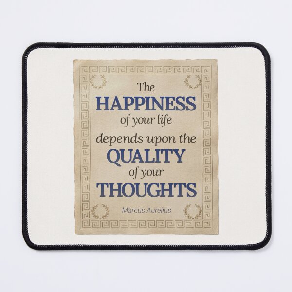 Item preview, The Happiness of Your Life Depends Upon the Quality of Your Thoughts - Marcus Aurelius - Elegant Script Stoic Quote - Egyptian Blue Version designed and sold by Stoic Core.