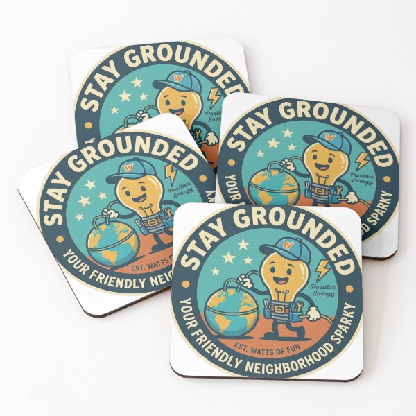 Item preview, Stay Grounded Funny Electrician Sparky Cute Retro Badge designed and sold by Wear Sculpt.