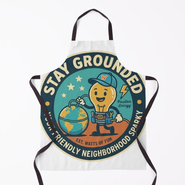 Item preview, Stay Grounded Funny Electrician Sparky Cute Retro Badge designed and sold by Wear Sculpt.
