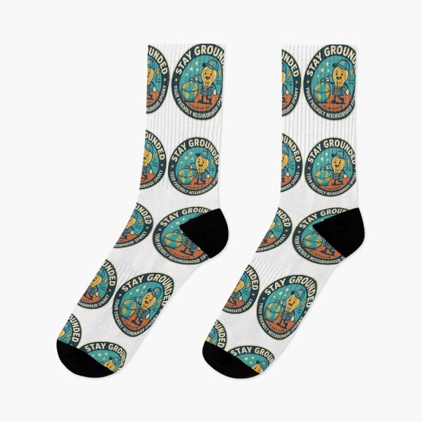 Item preview, Stay Grounded Funny Electrician Sparky Cute Retro Badge designed and sold by Wear Sculpt.