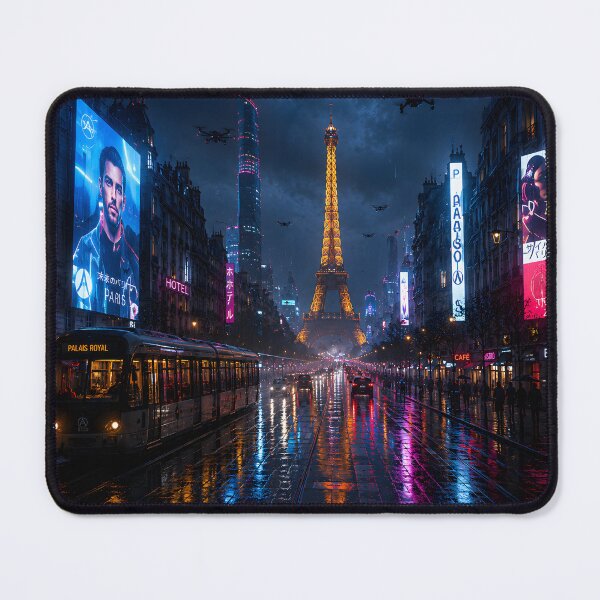 Item preview, Paris 2150 Cyberpunk Wall Art | Futuristic Eiffel Tower Neon City | Paris Poster | Neon Atlas designed and sold by NSAstore.