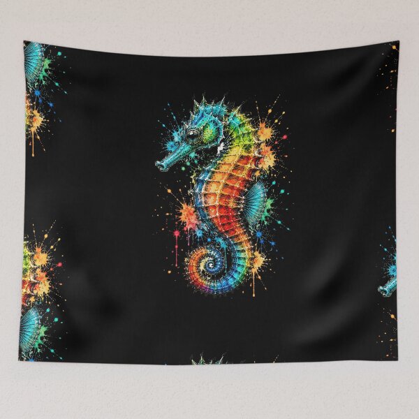 Item preview, Colorful Seahorse Watercolor Art – Vibrant Ocean Life Illustration designed and sold by ColorSplash123.
