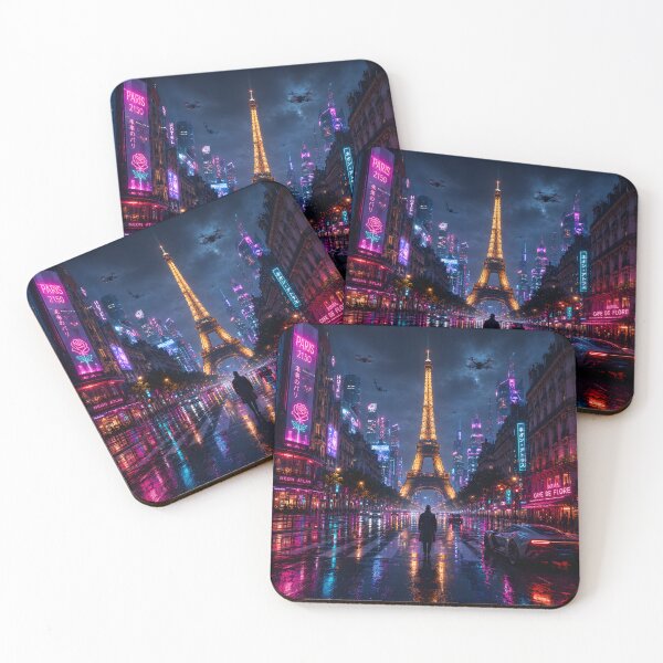 Item preview,  Paris 2150 Cyberpunk Wall Art | Futuristic Eiffel Tower Neon City | Paris Poster | Neon Atlas designed and sold by NSAstore.