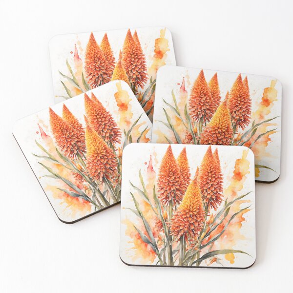 Item preview, Kniphofia Red Hot Poker Watercolor Painting designed and sold by RawNaturePrints.