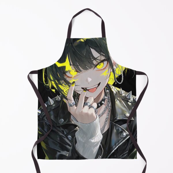 Item preview, Edgy Punk Anime Girl with Electric Yellow Eyes and Spiked Leather Jacket designed and sold by Sergii Davydenko.
