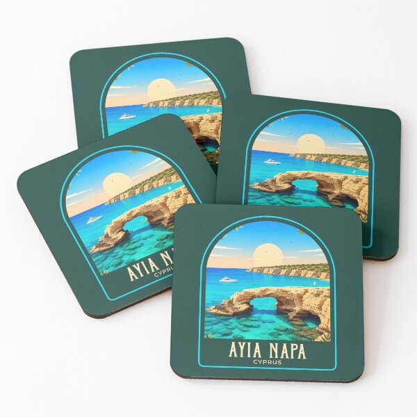 Item preview, Ayia Napa Vintage Travel Illustration designed and sold by HomeLivingCo.