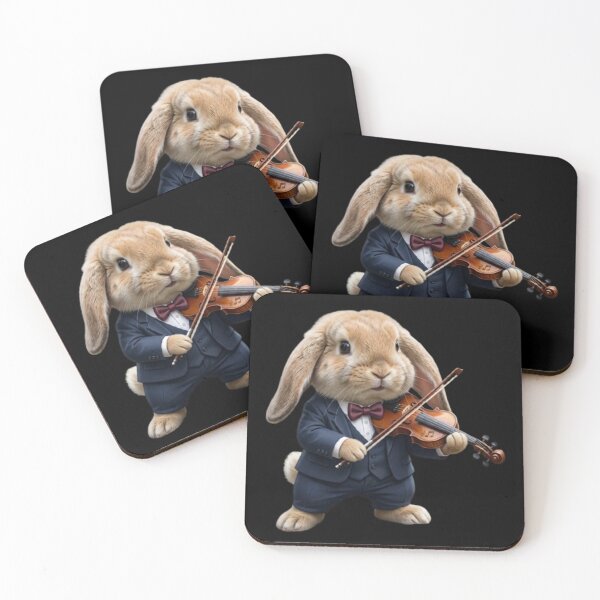 Item preview, Violin Rabbit – Whimsical Musical Animal Art designed and sold by Dogandesighn.