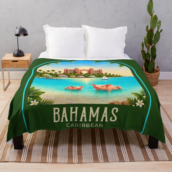 Item preview, Bahamas Vintage Travel Illustration designed and sold by HomeLivingCo.