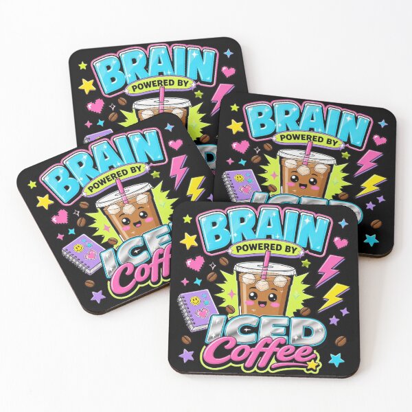 Item preview, Brain Powered by Iced Coffee Cute Y2K Retro Aesthetic Funny Coffee Lover Art designed and sold by thoughtswear.