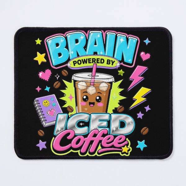 Item preview, Brain Powered by Iced Coffee Cute Y2K Retro Aesthetic Funny Coffee Lover Art designed and sold by thoughtswear.
