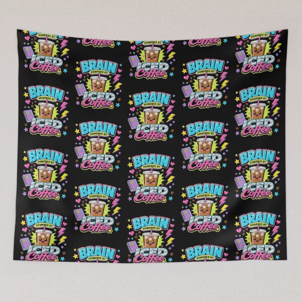 Item preview, Brain Powered by Iced Coffee Cute Y2K Retro Aesthetic Funny Coffee Lover Art designed and sold by thoughtswear.