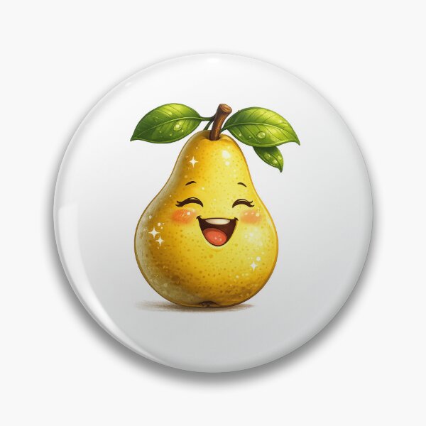 Item preview, Cute Smiling Pear Character with Green Leaves | Happy Yellow Fruit Cartoon designed and sold by JMDG Studio.