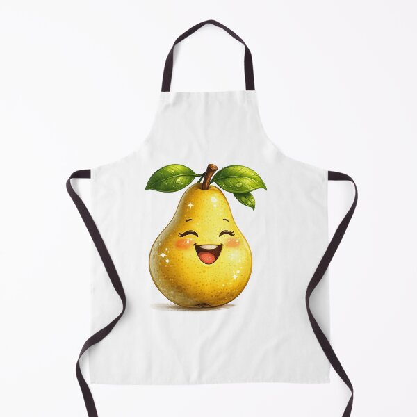 Item preview, Cute Smiling Pear Character with Green Leaves | Happy Yellow Fruit Cartoon designed and sold by JMDG Studio.