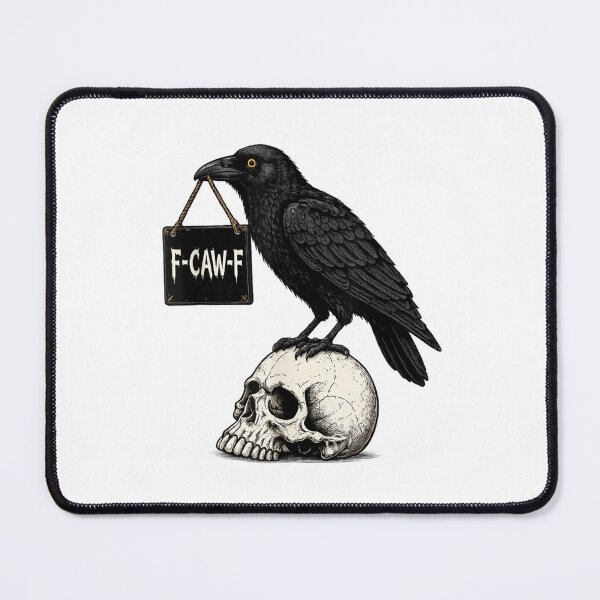 Item preview, Funny Raven Holding F Caw F Sign Gothic Halloween Humor designed and sold by PhocoNibict.