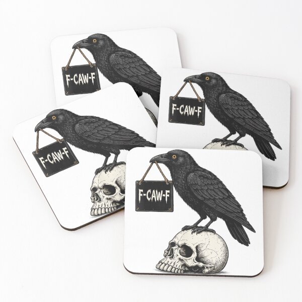Item preview, Funny Raven Holding F Caw F Sign Gothic Halloween Humor designed and sold by PhocoNibict.