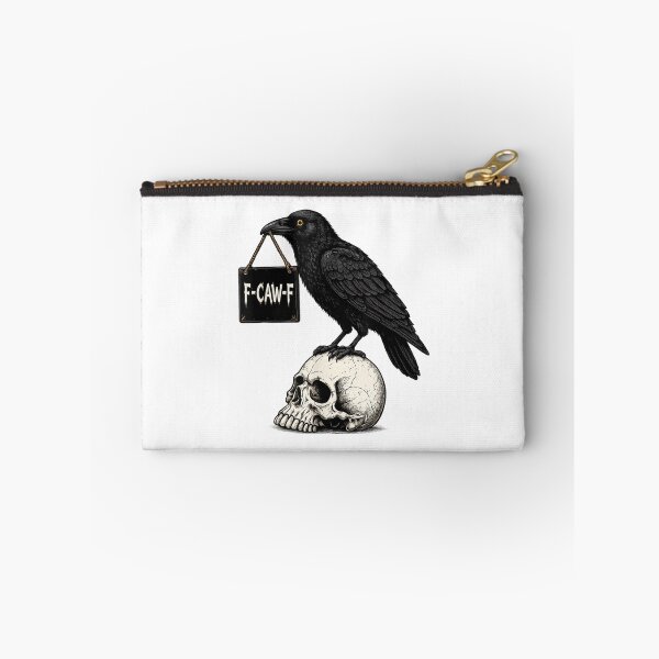 Item preview, Funny Raven Holding F Caw F Sign Gothic Halloween Humor designed and sold by PhocoNibict.