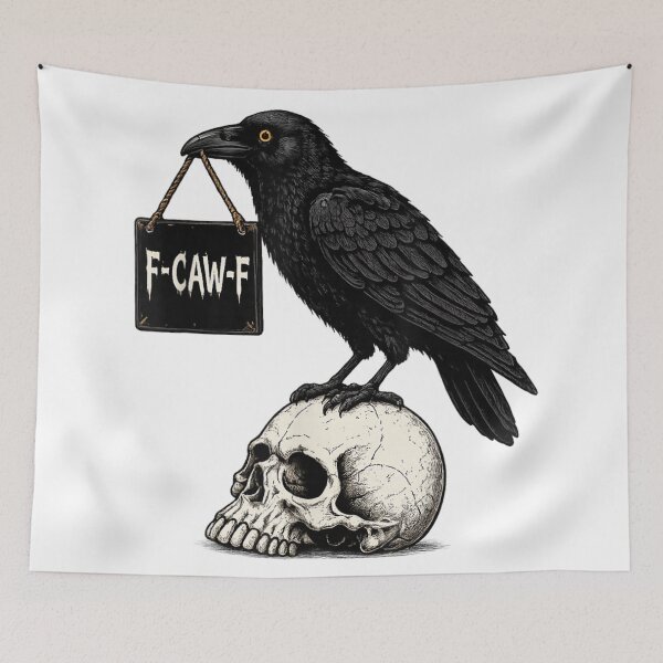Item preview, Funny Raven Holding F Caw F Sign Gothic Halloween Humor designed and sold by PhocoNibict.