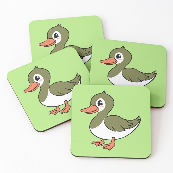 Item preview, Cute Cartoon Green Mallard Duck Chibi Baby Duckling Art designed and sold by SolutionsArt.