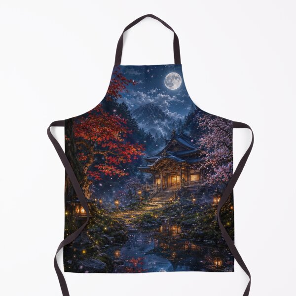 Item preview, Japanese temple under the full moon designed and sold by Pixel Sakura Gallery.