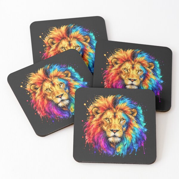 Item preview, Colorful Lion Watercolor Art – Majestic Wildlife Portrait Illustration designed and sold by ColorSplash123.