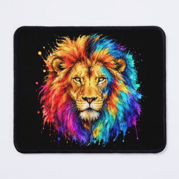Item preview, Colorful Lion Watercolor Art – Majestic Wildlife Portrait Illustration designed and sold by ColorSplash123.