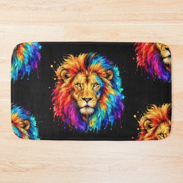 Item preview, Colorful Lion Watercolor Art – Majestic Wildlife Portrait Illustration designed and sold by ColorSplash123.