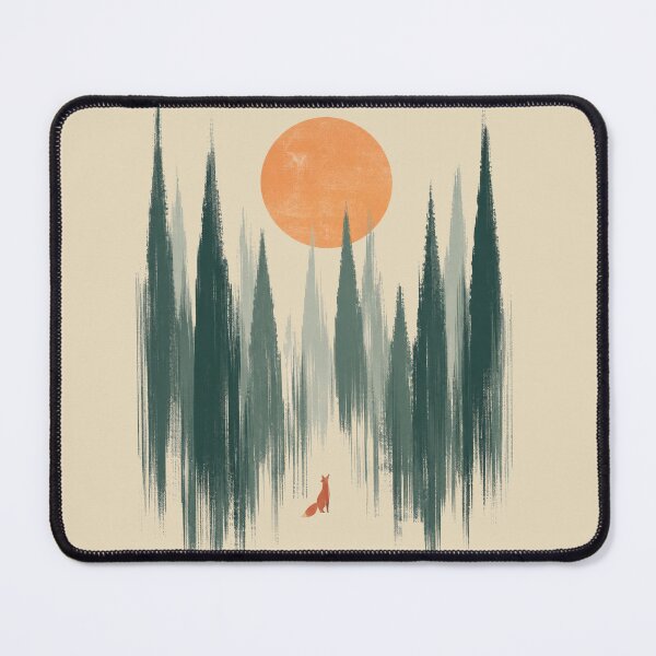 Item preview, Lone Fox at Sunset – Minimalist Forest Art Print – Green & Orange Nature Wall Decor designed and sold by @SHINTOSARTSTORE.