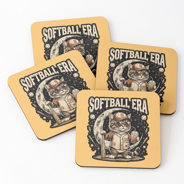 Item preview, Softball era - Cute tabby cat with cup of ice coffee designed and sold by ParadoxParadox.