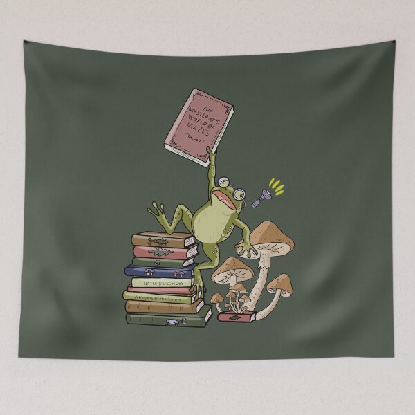 Item preview, Frog Reading Mystery Book Funny Academic Cottagecore Goblincore designed and sold by LeshanArt.