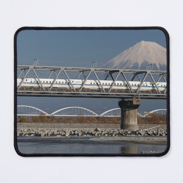 Item preview, Shinkansen Bullet Train Crossing Oi River with Mt Fuji designed and sold by YSJapanPhoto.