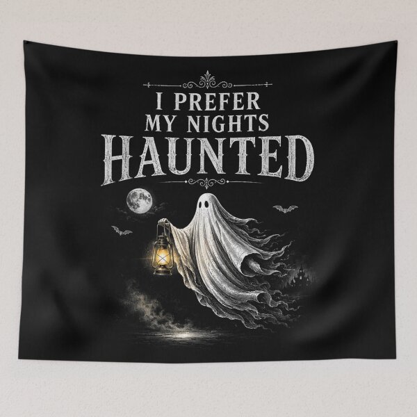 Item preview, I Prefer My Nights Haunted Ghost Vintage Halloween Moonlight Mystery designed and sold by ObukiLantara.