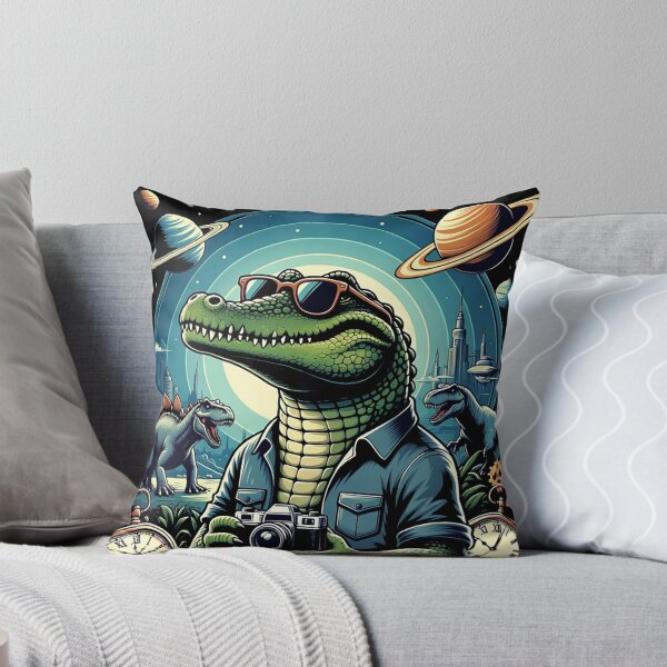 Item preview, Time Traveler Alligator – Surreal Cosmic Fantasy Art designed and sold by Dogandesighn.