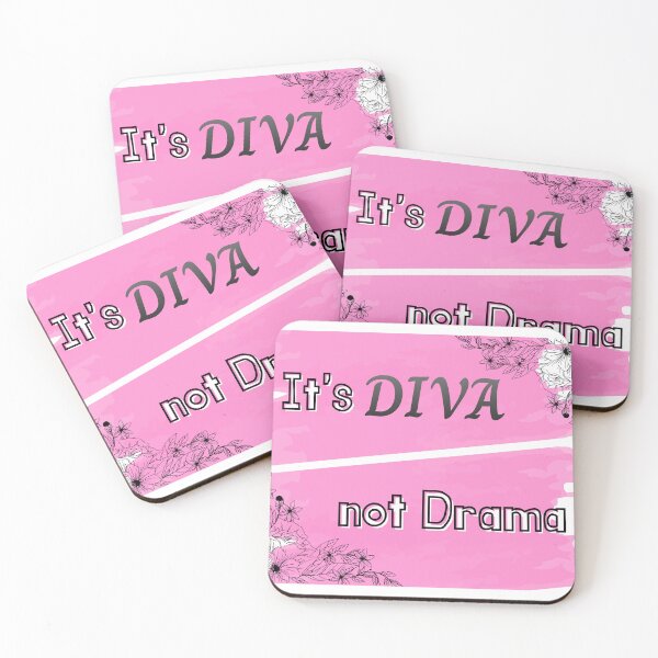 Item preview, It's Diva Not Drama Floral Pink Typography designed and sold by DesignByNature7.