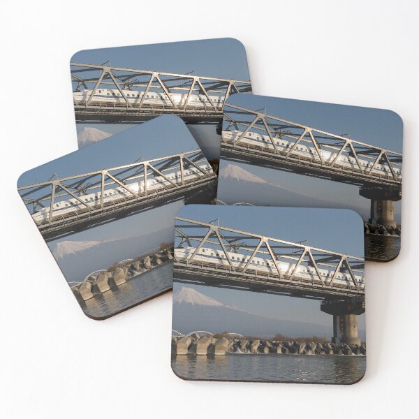 Item preview, Shinkansen Bullet Train Crossing Ooi River with Mt Fuji designed and sold by YSJapanPhoto.