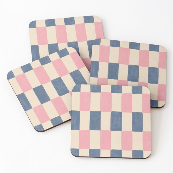 Item preview, Hand Painted Retro Checkerboard in Pink & Blue designed and sold by Illustrated by Nat.