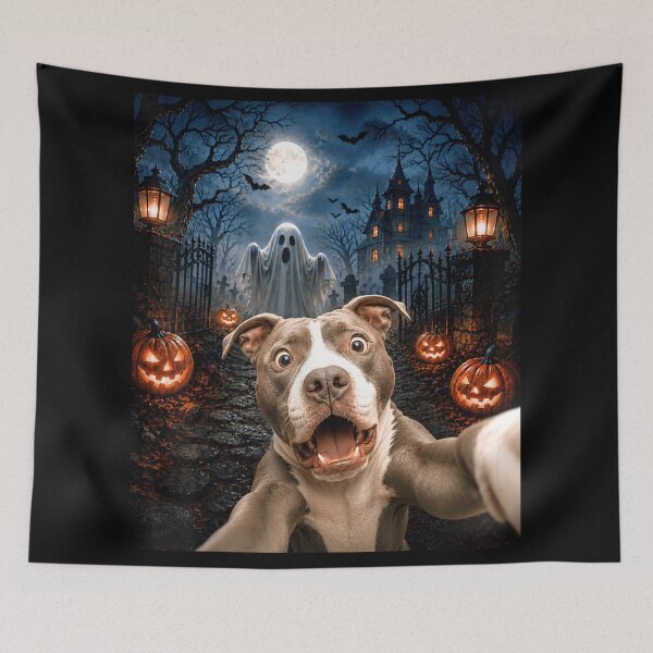 Item preview, Funny Dog Halloween Selfie Haunted Mansion Ghost Pumpkin Night Adventure designed and sold by PhocoNibict.