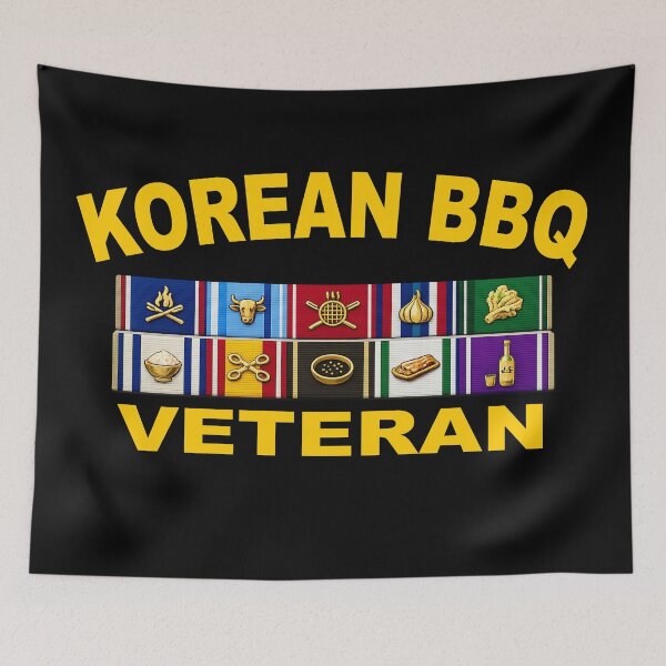 Item preview, Korean BBQ Veteran – Fictional Military Ribbon Rack designed and sold by getpressedshirt.