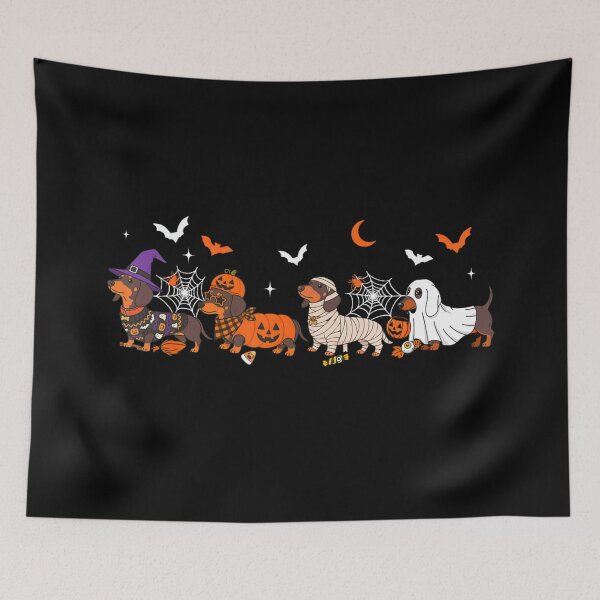 Item preview, Cute Halloween Dachshund Costume Parade Funny Wiener Dog Friends Together designed and sold by PhocoNibict.