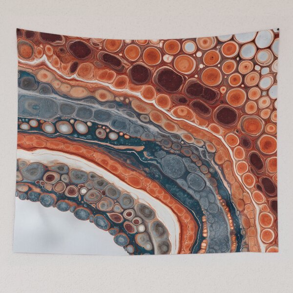 Item preview, Burnt Orange Blue Organic Mineral Abstract Flow Pattern designed and sold by GrinGalore.