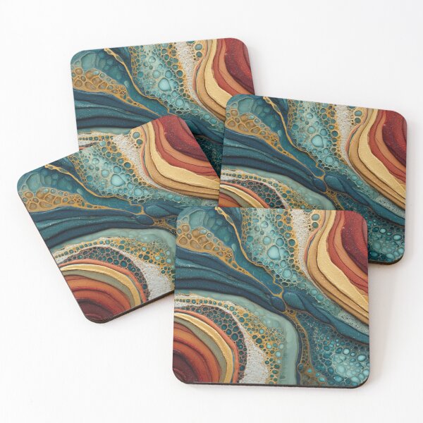 Item preview, Luxury Teal Gold Organic Cellular Abstract Flow Pattern designed and sold by GrinGalore.