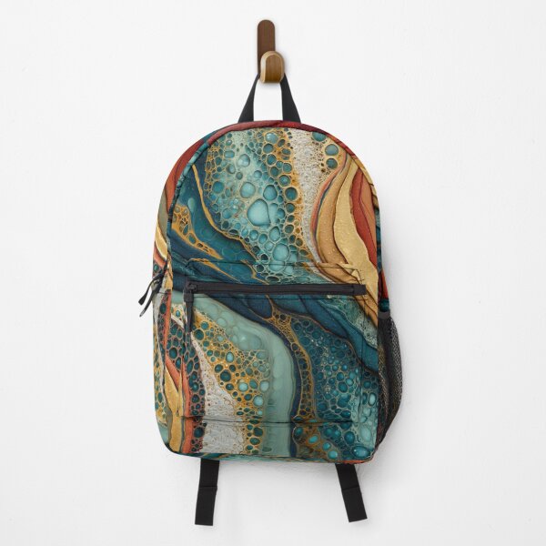 Item preview, Luxury Teal Gold Organic Cellular Abstract Flow Pattern designed and sold by GrinGalore.