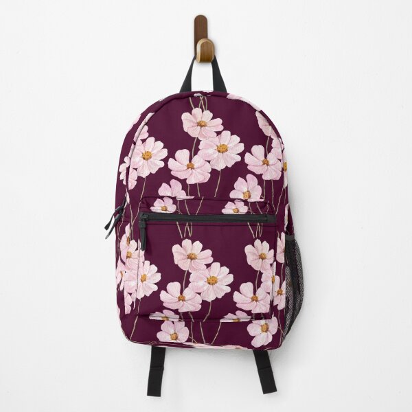Item preview, Soft Pink Cosmos On Deep Plum Floral. designed and sold by ​Jyoti Digital Artist.