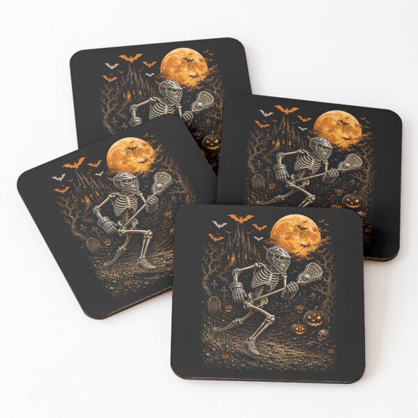 Item preview, Skeleton Lacrosse Player Under Full Moon Spooky Halloween Championship Night designed and sold by RuperDelois.