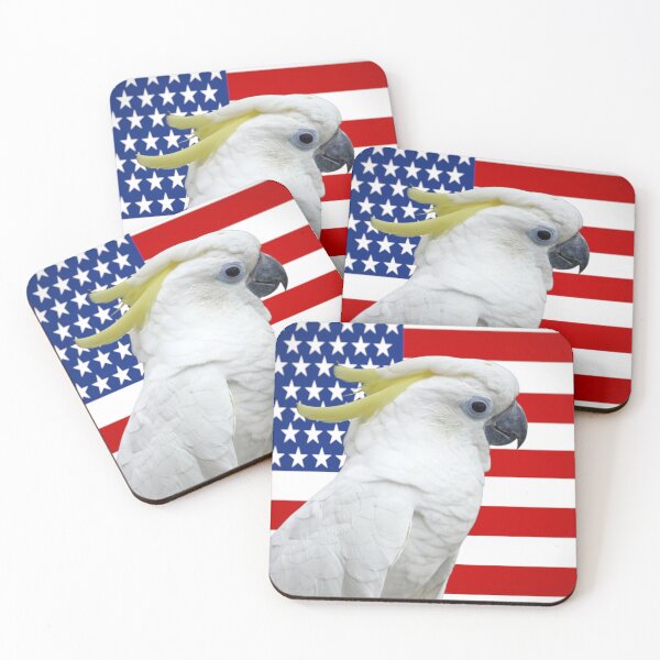 Item preview, White Cockatoo — Stars and Stripes Portrait designed and sold by Jomsunshine.