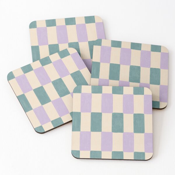 Item preview, Hand Painted Retro Checkerboard in Lilac & Teal designed and sold by Illustrated by Nat.