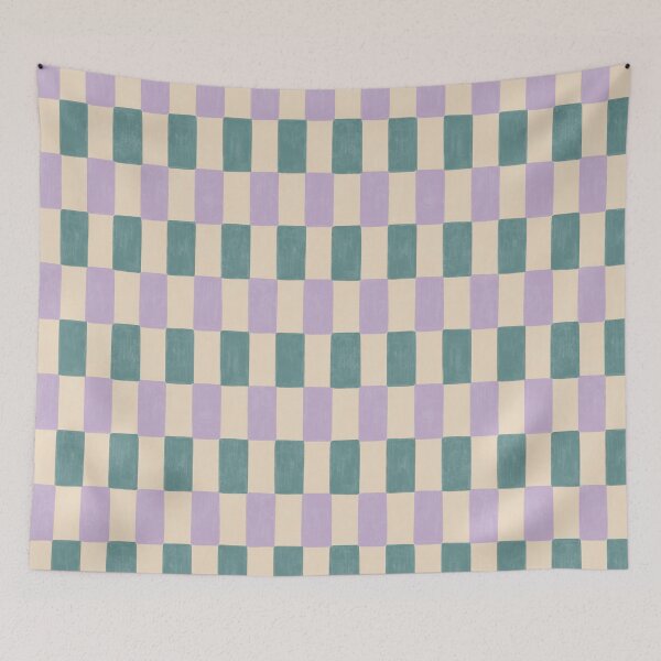 Item preview, Hand Painted Retro Checkerboard in Lilac & Teal designed and sold by Illustrated by Nat.
