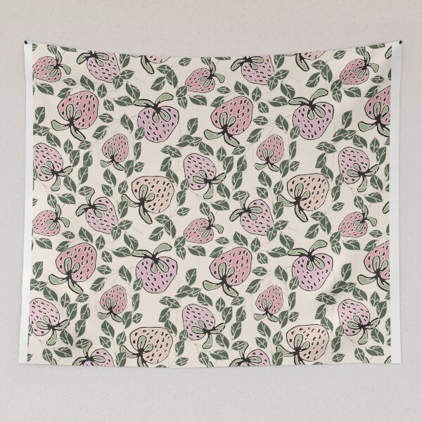 Item preview, Floral Strawberry Pattern Fruity Summer Berry Print designed and sold by FawnFeatherCo.